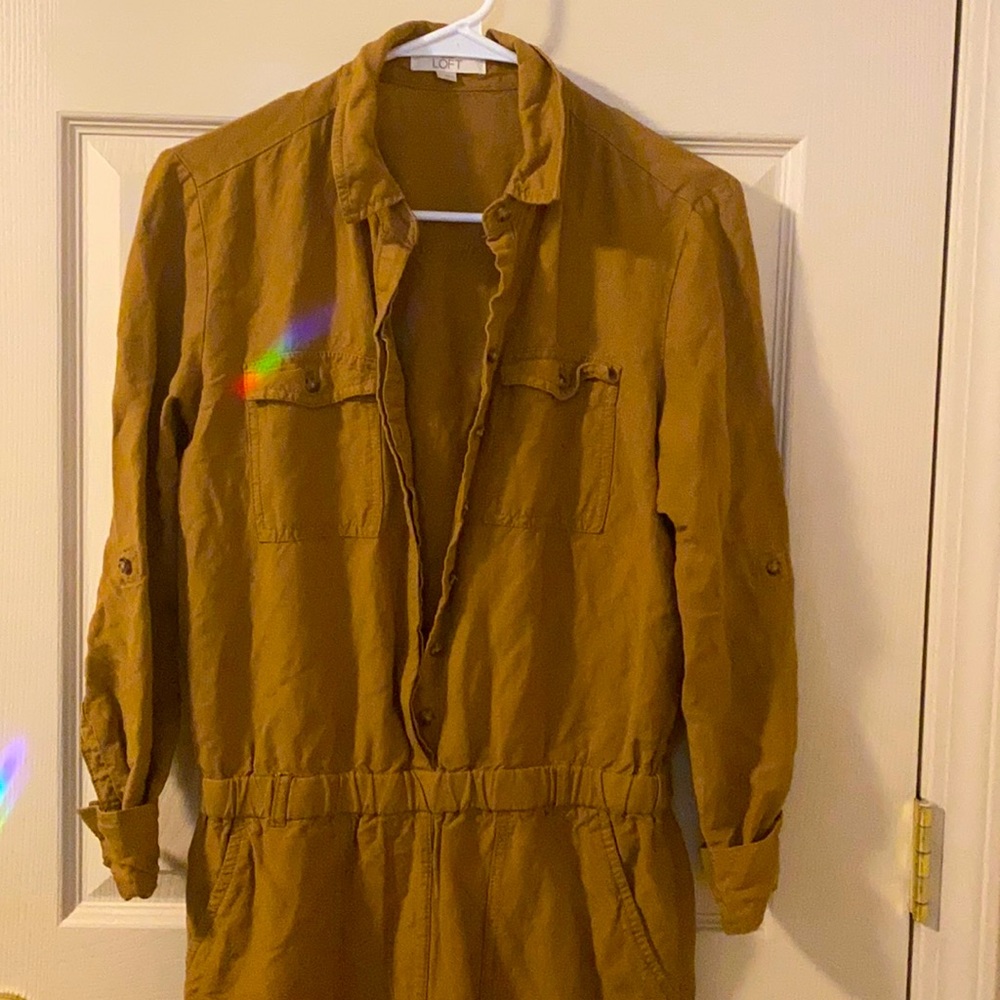 Long sleeve loft mustard jumpsuit